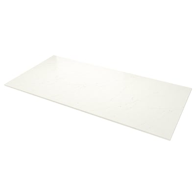 LOCKEBO Custom countertop, off-white brown/marble effect glass composite, 1 1/8 "