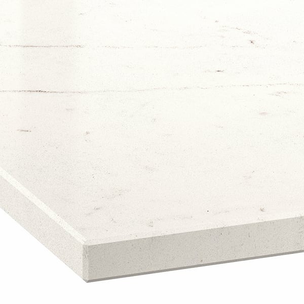 LOCKEBO Custom countertop, off-white brown/marble effect glass composite, 1 1/8 "