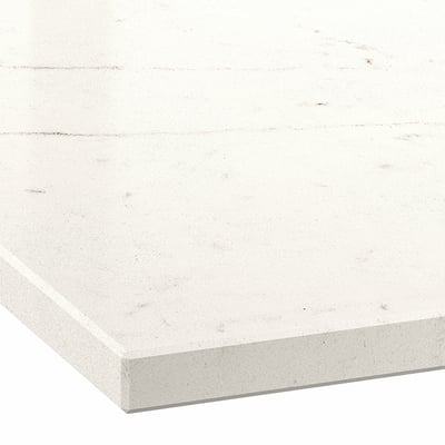 Smooth, seamless recycled glass countertop; sleek, stain-resistant surface.