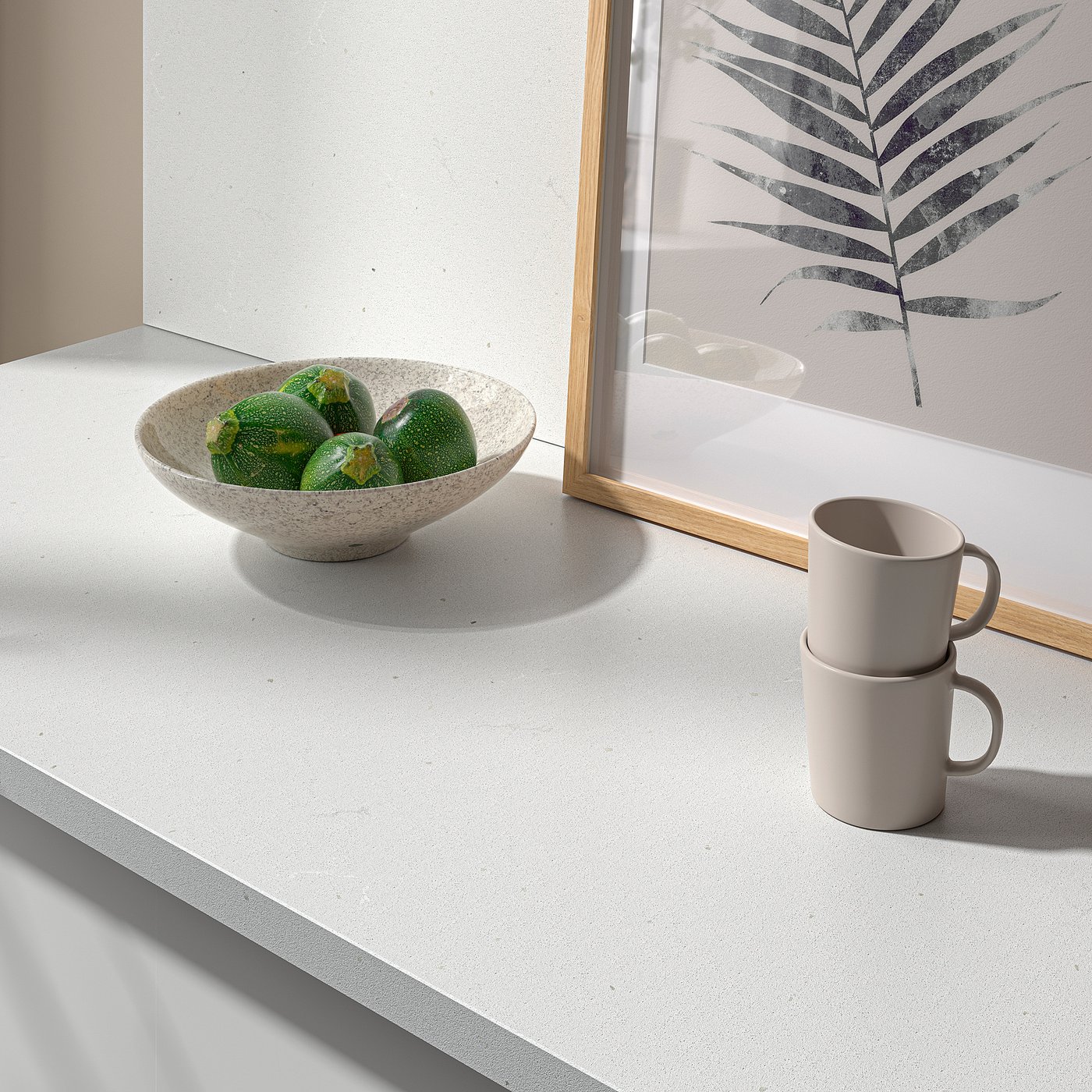 LOCKEBO custom countertop, off-white gray/concrete effect glass composite,  11/8\, image size:1400x1400