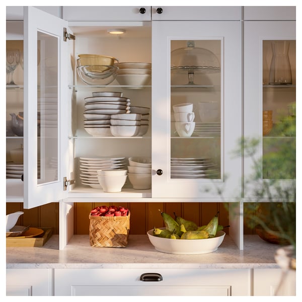 LOCKEBO Custom countertop, off-white gray marble effect/glass composite, 1 1/8 "
