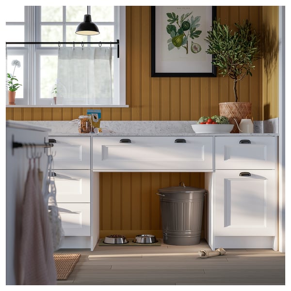 LOCKEBO Custom countertop, off-white gray marble effect/glass composite, 1 1/8 "