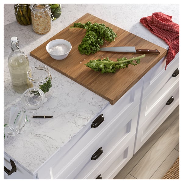 LOCKEBO Custom countertop, off-white gray marble effect/glass composite, 1 1/8 "