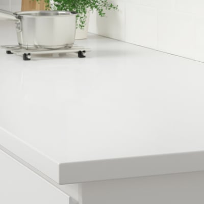 LOCKEBO Custom countertop, white/glass composite, 1 1/8 "