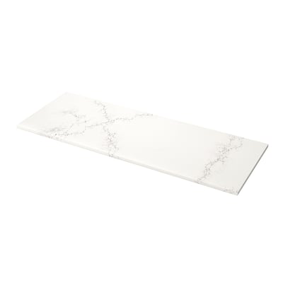 LOCKEBO Custom countertop, white lively marble effect/glass composite, 1 1/8 "