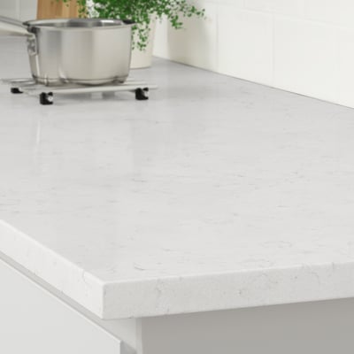 LOCKEBO custom countertop, white marble effect/glass composite, 11/8 ...