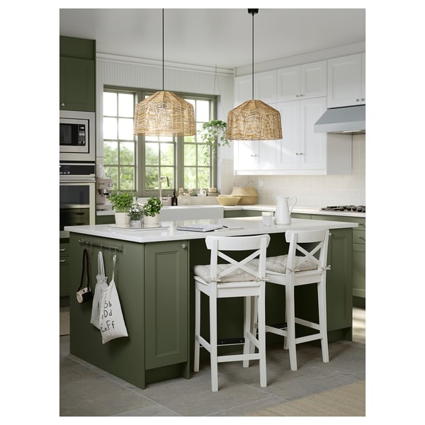 LOCKEBO Custom countertop, white marble effect/glass composite, 1 1/8 "