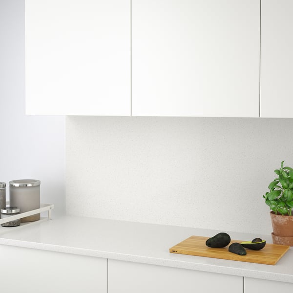 LOCKEBO Custom countertop, white mineral effect/glass composite, 1 1/8 "