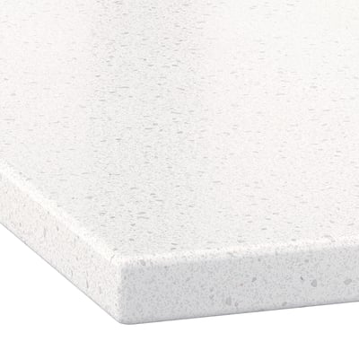 Close-up of sleek, speckled glass worktop, smooth and seamless, showcasing its durable, non-porous surface.