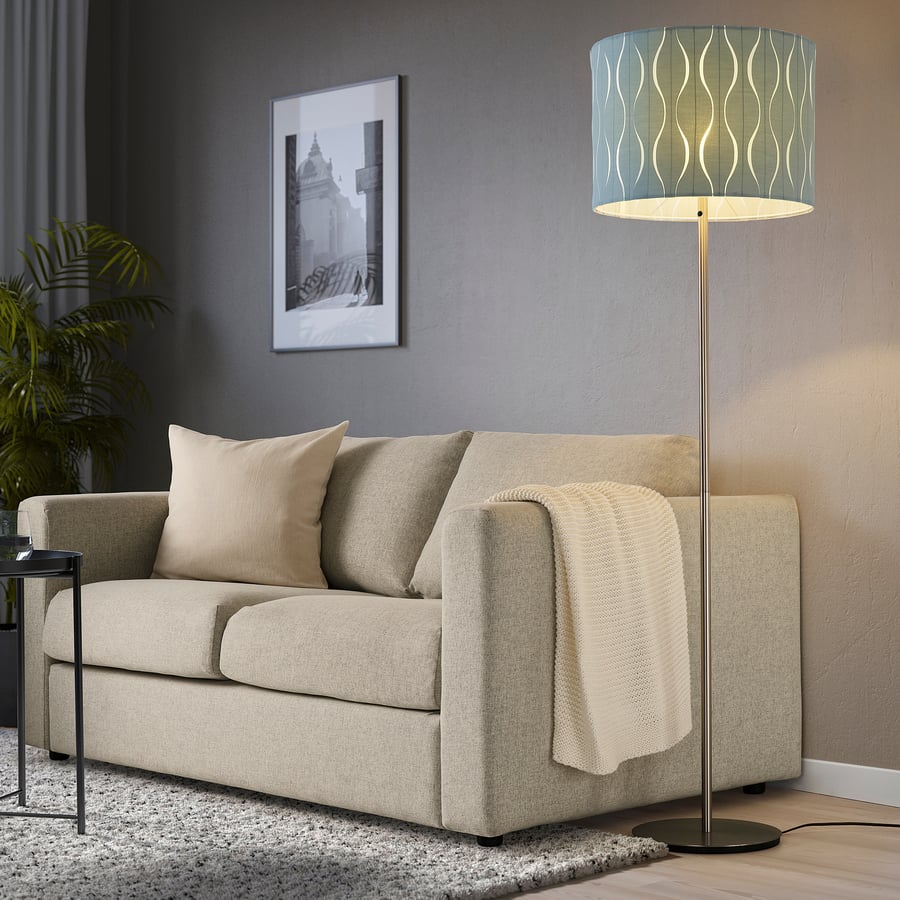 LÖKNÄS Lamp shade, blue/silver color, 17" IKEA