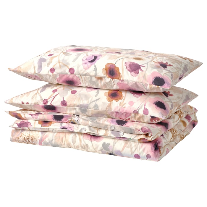 LÖNNHÖSTMAL duvet cover and pillowcase(s), multicolor/floral pattern