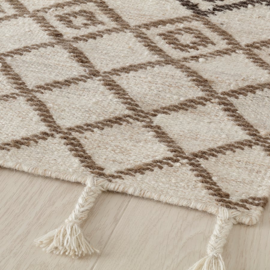 LÖNSTRUP rug, handmade/white/brown, 5'3"x7'7" IKEA