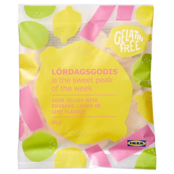 LÖRDAGSGODIS Sour jellies, rhubarb, lemon or lime flavour IKEA