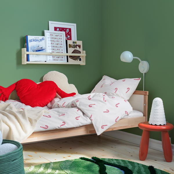 LÖVSÅNGARE Duvet cover and pillowcase(s), candy cane pattern, Twin