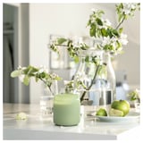 LÖVSKOGSLUND Scented cndl in glass w lid/2 wicks, apple/green, 70 hr
