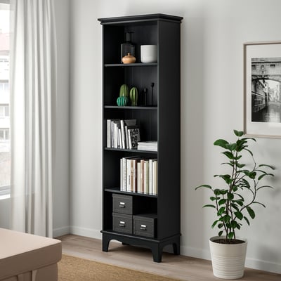LOMMARP Bookcase, black, 25 5/8x78 3/8 "
