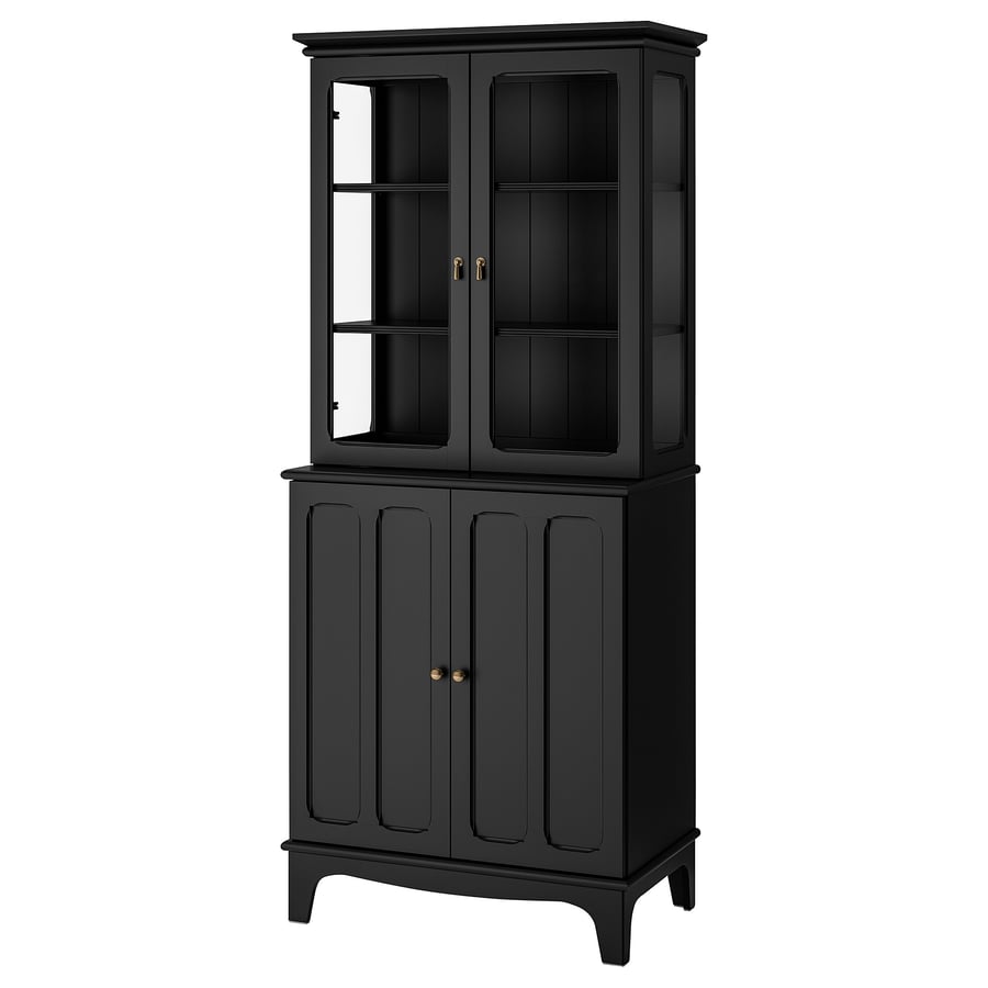 LOMMARP with glass doors, black, 337/8x783/8" IKEA