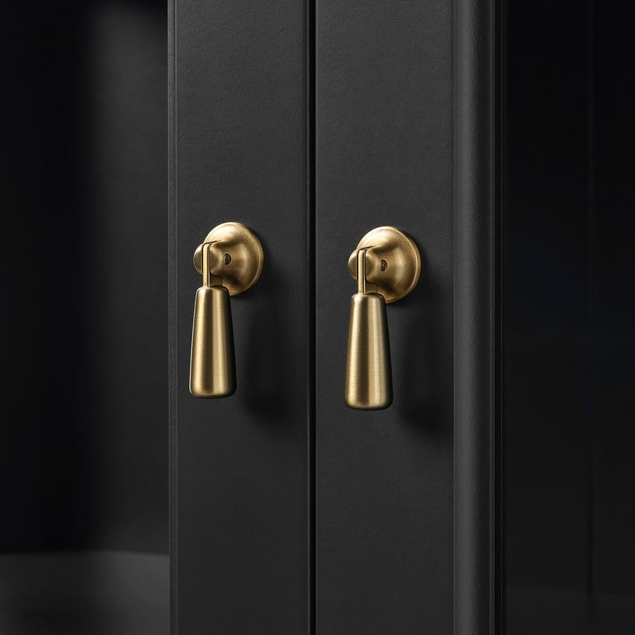 LOMMARP with glass doors, black, 337/8x783/8" IKEA