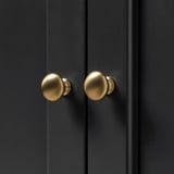LOMMARP Cabinet with glass doors, black, 33 7/8x78 3/8 "