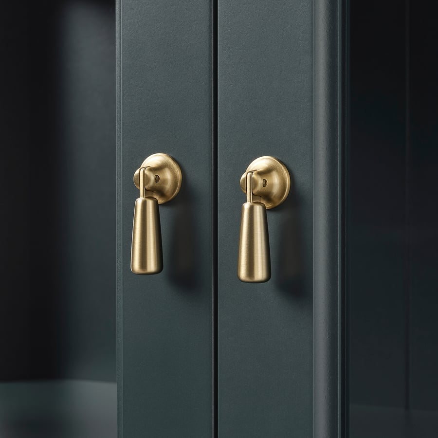 LOMMARP with glass doors, dark bluegreen, 33 7/8x78 3/8" IKEA