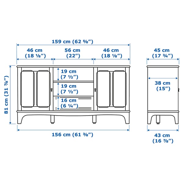LOMMARP TV unit, dark bluegreen, 625/8x173/4x317/8" IKEA