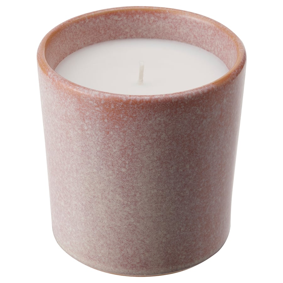 LUGNARE scented candle in ceramic jar, Jasmine/pink, 50 hr IKEA