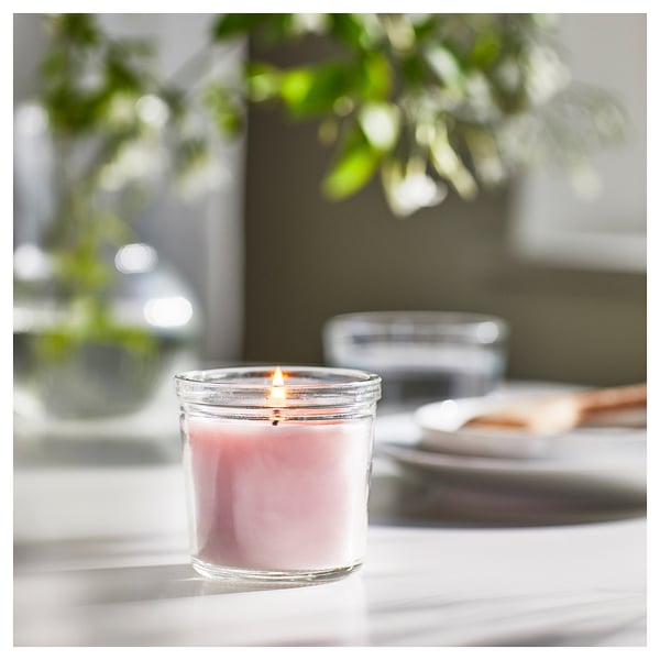 Ambtenaren marathon erven LUGNARE Scented candle in glass, Jasmine/pink, 20 hr - IKEA