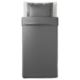 LUKTJASMIN Duvet cover and pillowcase(s), dark gray, Twin