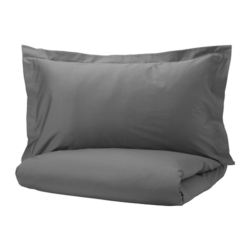 LUKTJASMIN Duvet cover and pillowcase(s), dark gray, King