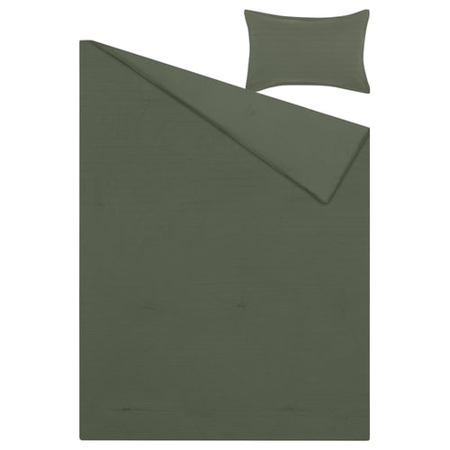LUKTVICKER green bedset, waffle comforter, 100% cotton, rectangular, cosy texture.