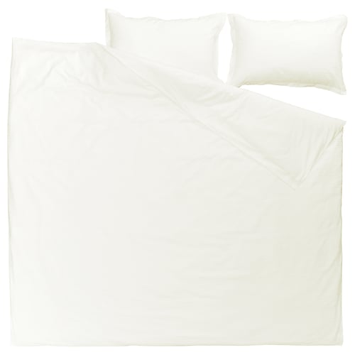 LUKTVICKER white waffle cotton duvet & pillowcase set, soft, classic design.
