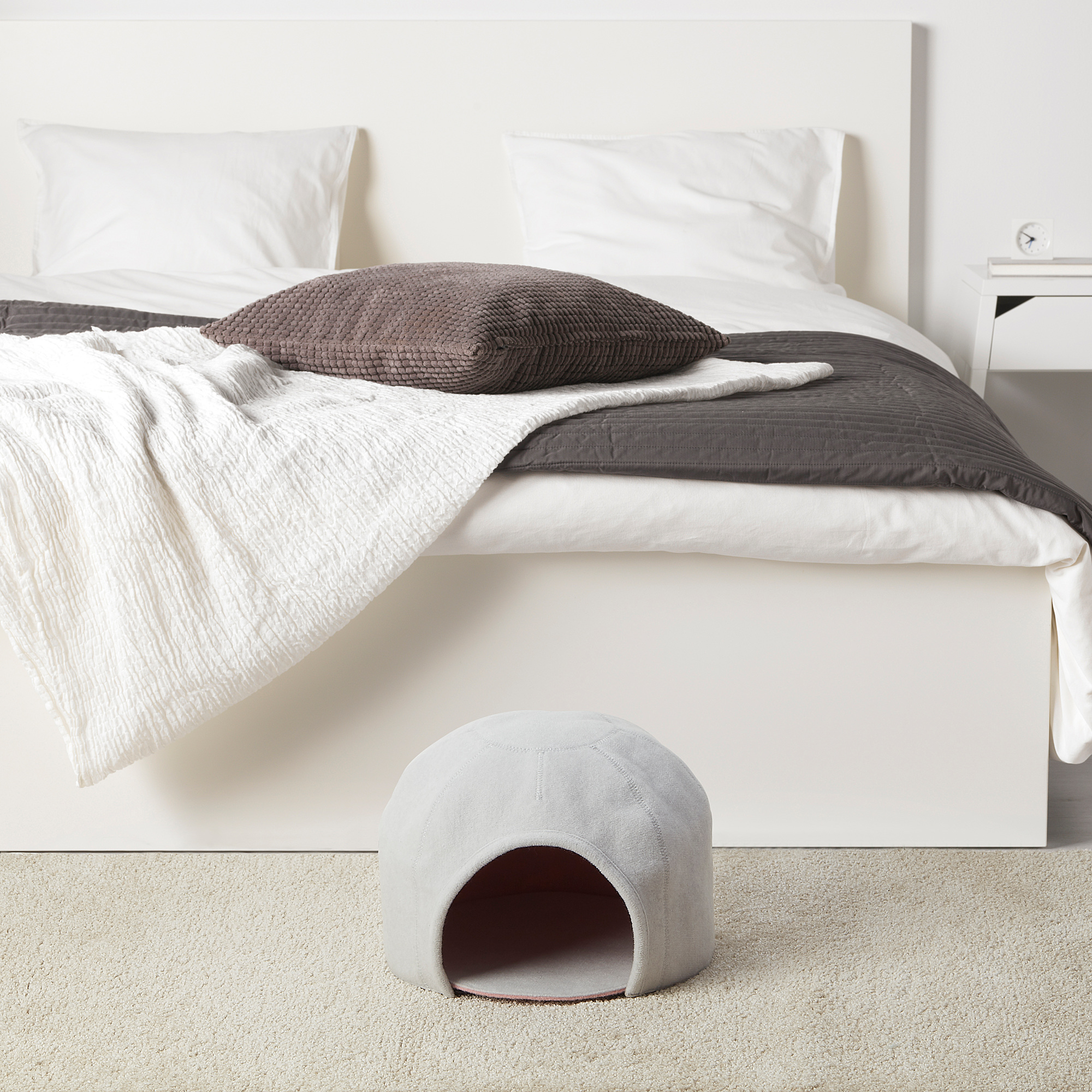 LURVIG Cat house, igloo, light gray, pink IKEA