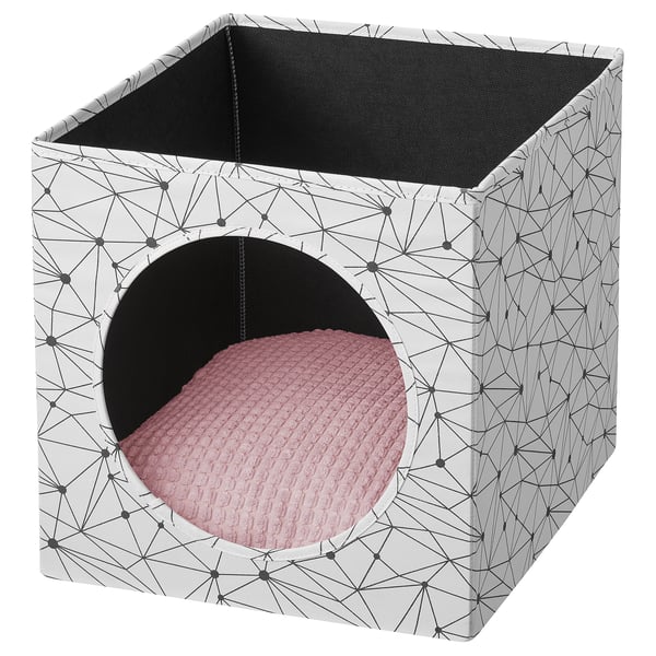 LURVIG cat house with pad, white/pink, 13x15x13" IKEA