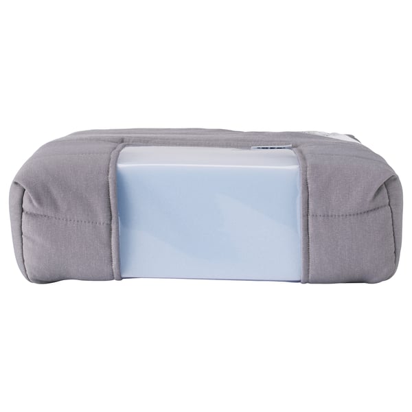 Grey lycksele foam mattress, rectangular shape, simple design, zip closure.