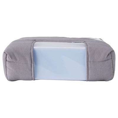 Grey lycksele foam mattress, rectangular shape, simple design, zip closure.