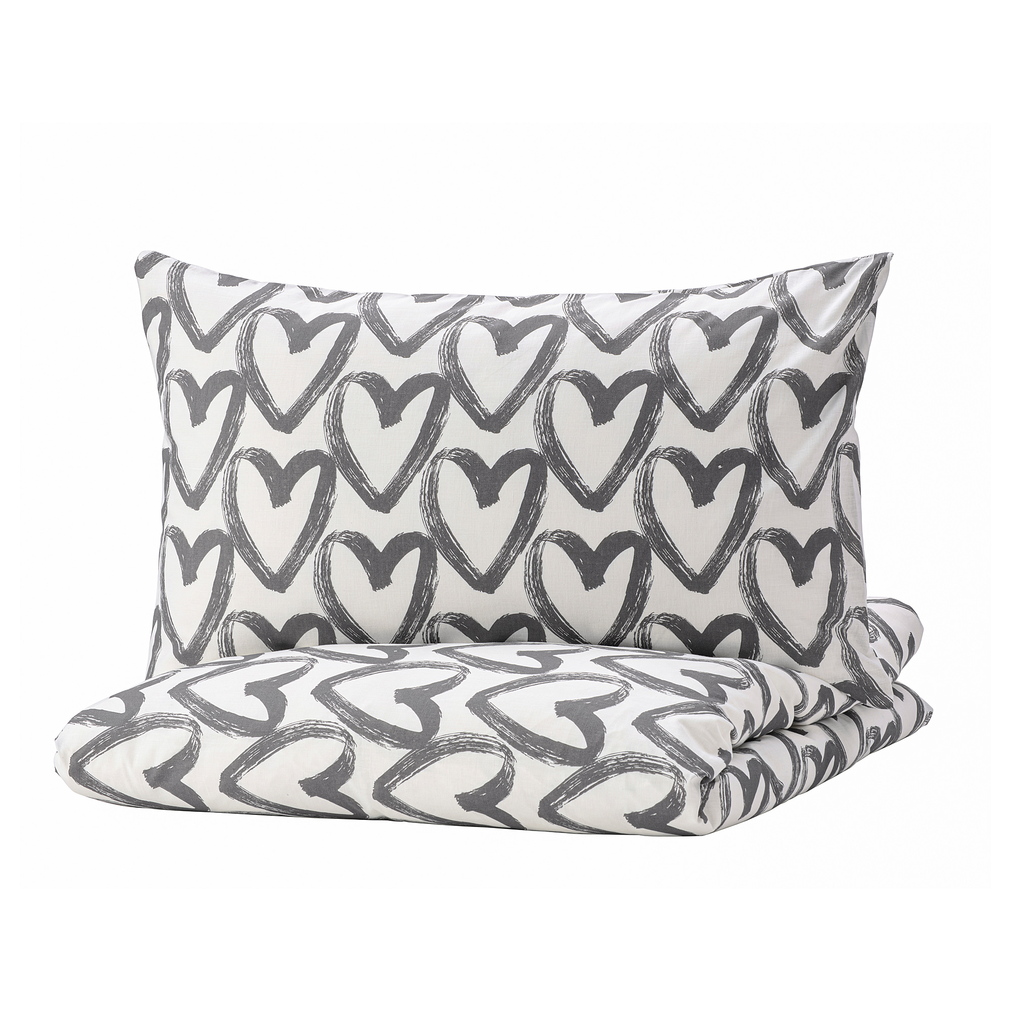 LYKTFIBBLA Duvet cover and pillowcase(s), white/grayKing