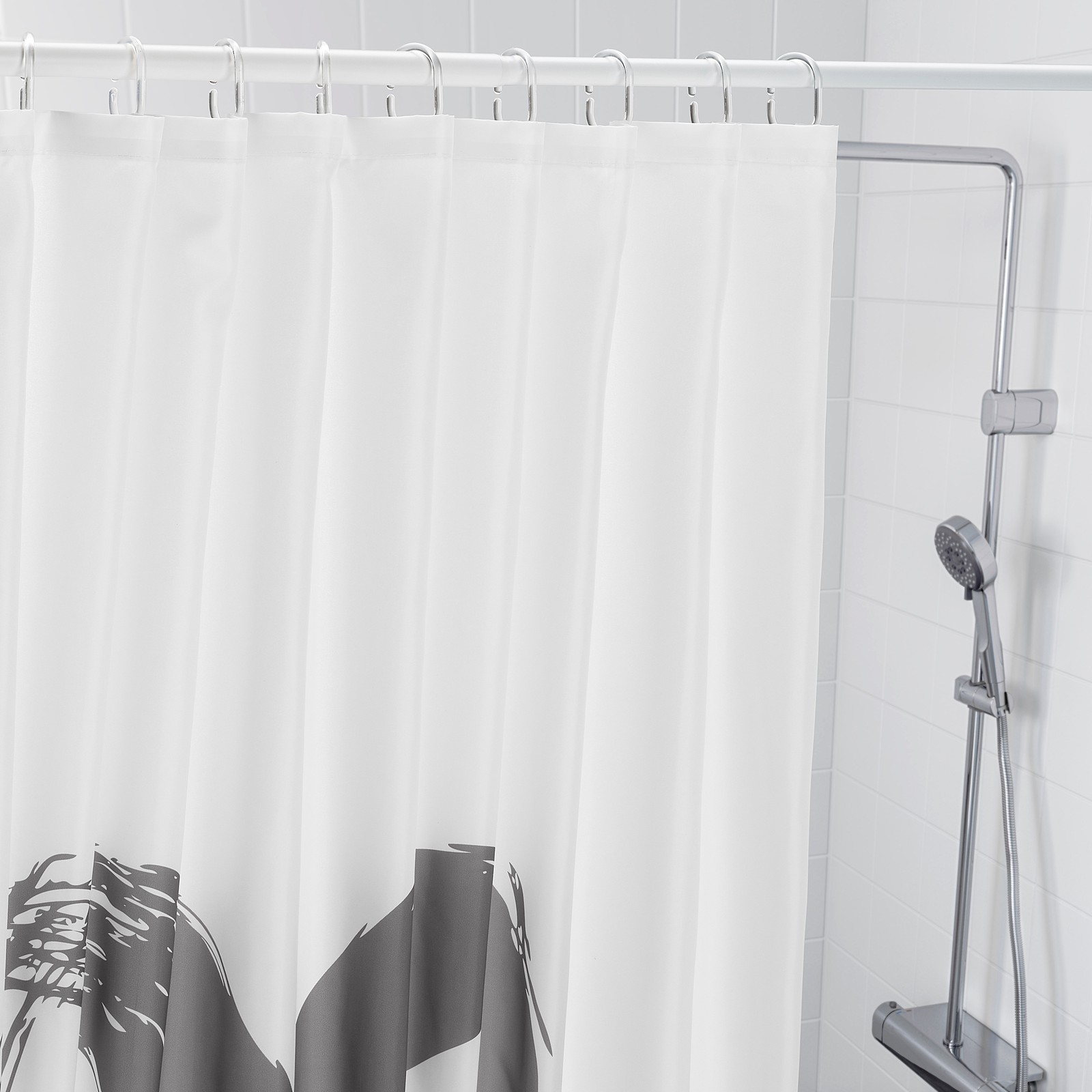 LYKTFIBBLA Shower curtain - white, gray - IKEA