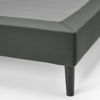 LYNGÖR Slatted mattress base with legs, dark gray, Queen