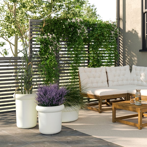 MÅBÄRSBUSKE Plant pot, outdoor/off-white, 13 "