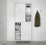 MACKAPÄR Shoe/storage cabinet, white, 31 1/2x13 3/4x40 1/8 "