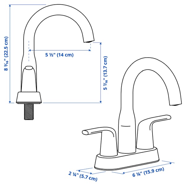 MACKSJÖN Centerset sink faucet, black, 4 "