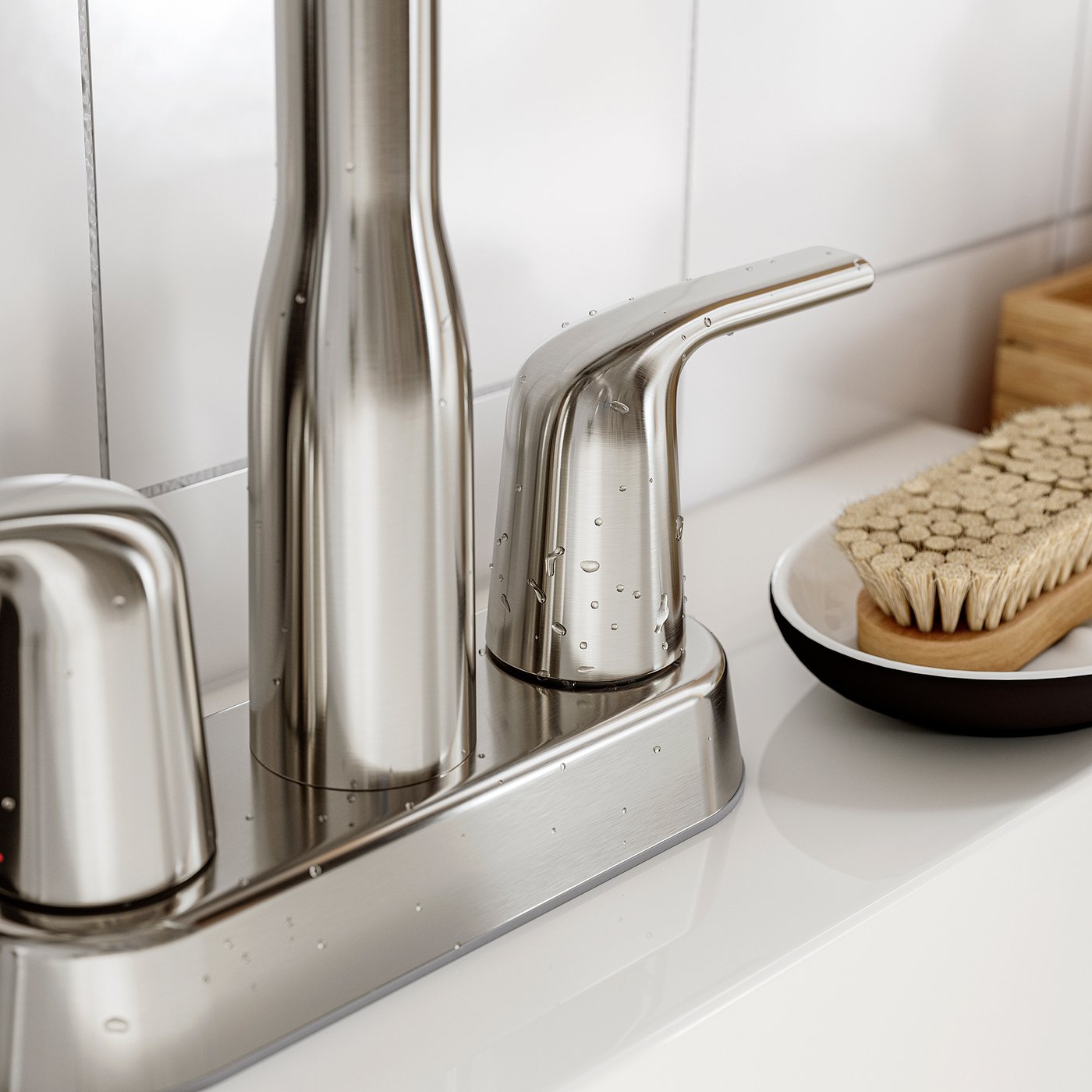 Centerset sink faucet, brushed nickel 3