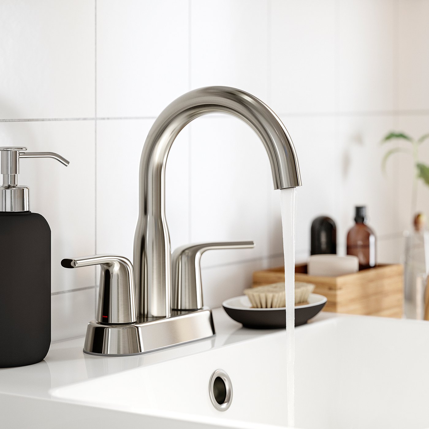 Centerset sink faucet, brushed nickel 4