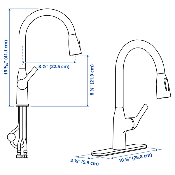 MACKSJÖN Pull down kitchen faucet with spray, black