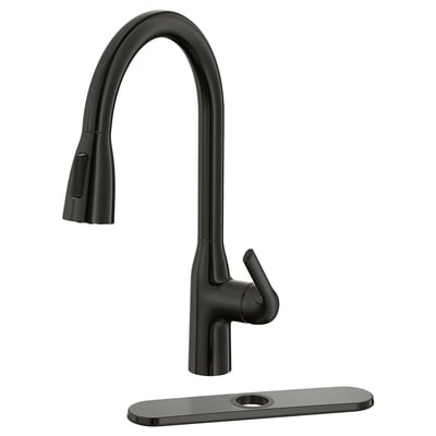 MACKSJÖN Pull down kitchen faucet with spray, black