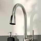 MACKSJÖN Pull down kitchen faucet with spray, stainless steel color