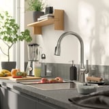 MACKSJÖN Pull down kitchen faucet with spray, stainless steel color