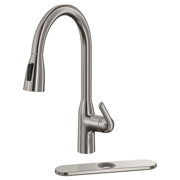 MACKSJÖN Pull down kitchen faucet with spray, stainless steel color