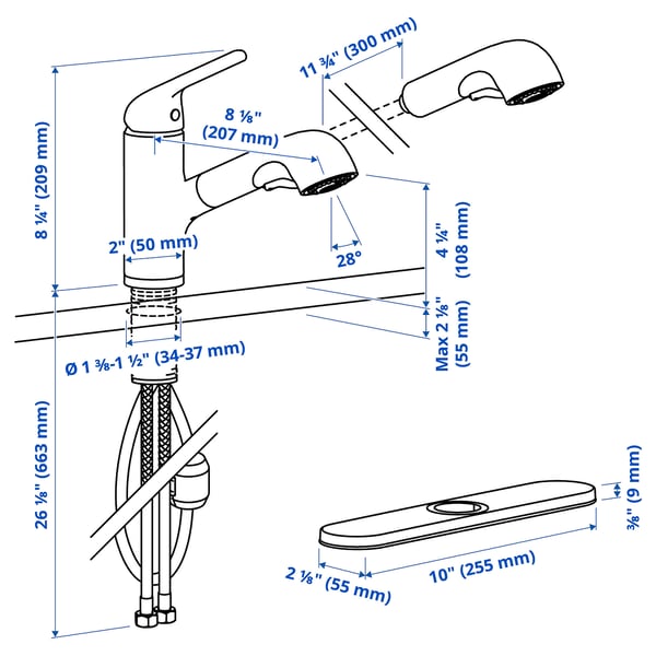 Illustration with measurements for the product: MACKSJÖN.