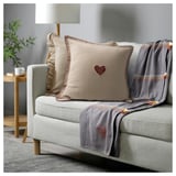 MÄVINN Cushion cover, beige red/heart, 20x20 "